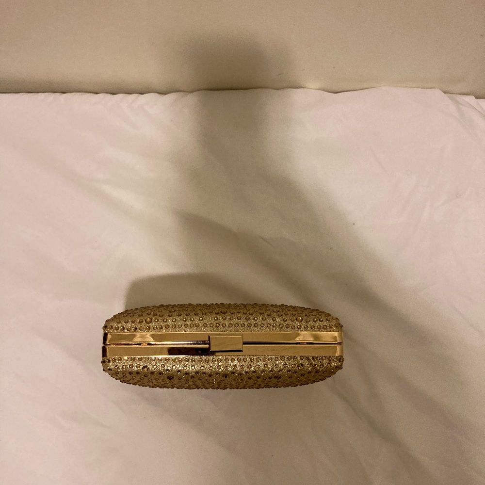 Gold Crystal Embellished Evening Clutch - Sparkling Wristlet - Picture 3 of 8